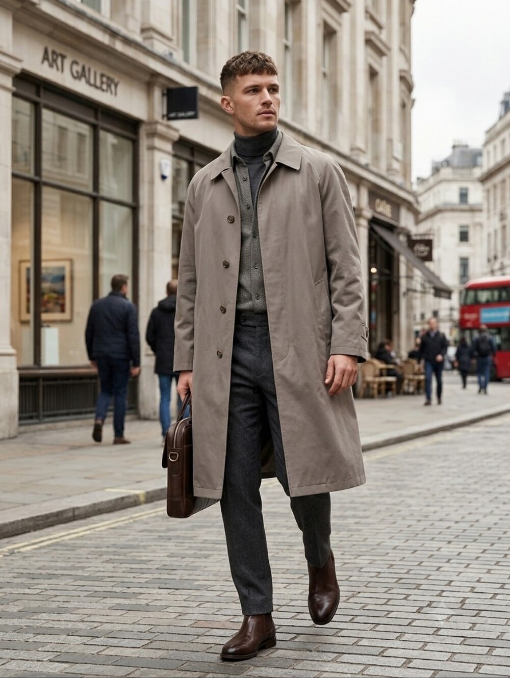 London Fog Mens Trench Coat Tan Raincoat Zip Out Liner Overcoat Jacket Size 40R